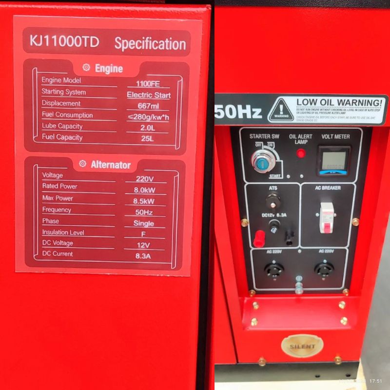 Máy phát điện chạy dầu 8Kw Kujoyo KJ11000TD - Ảnh 3